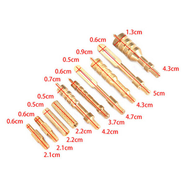 11pcs .22cal-.45cal Gun Cleaning Jags Brush Kit Brass Spear Pointed Jags Kit