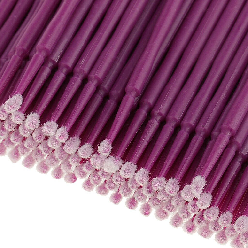 200Pcs Disposable Eyelash Extension Micro Brushes Applicators Mascara Purple