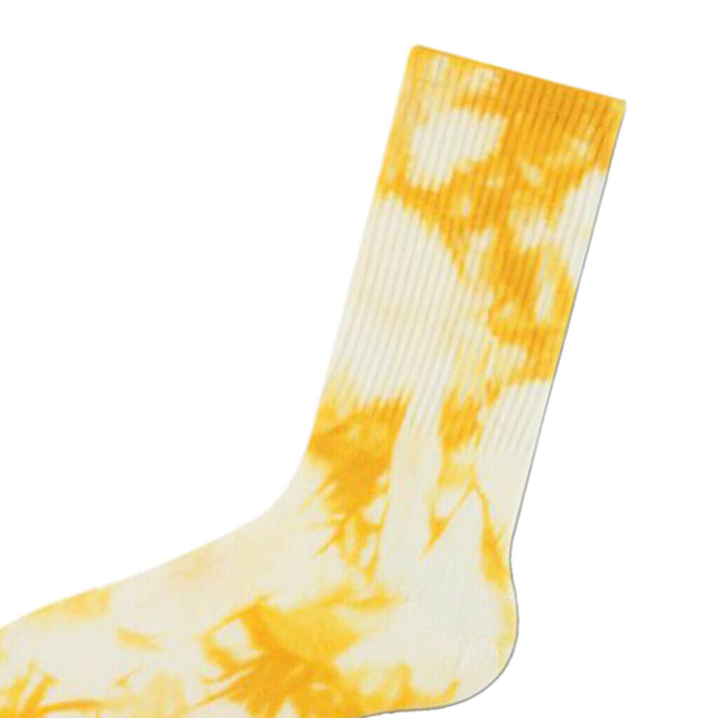 Mid-calf Length Socks Multi Color Cotton Tie Dye Socks - 5 Colors Yellow