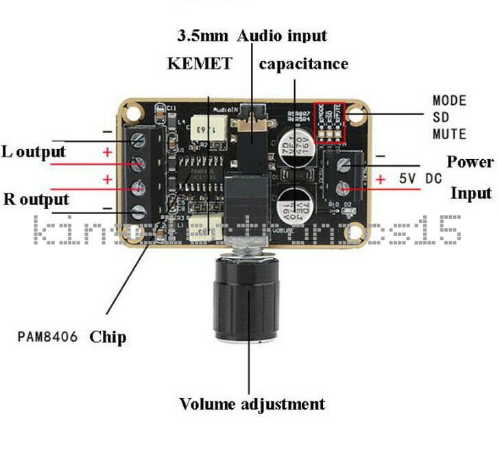 1PCS PAM8406 5W + 5W Digital HIFI Audio Stereo Amplifier Board for Speaker NEW