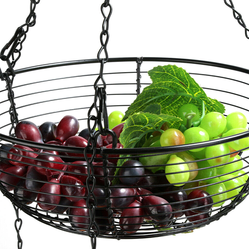 3-Tier Iron Hanging Basket Vegetable Snacks Holder Flower Pot Countertop Bowls