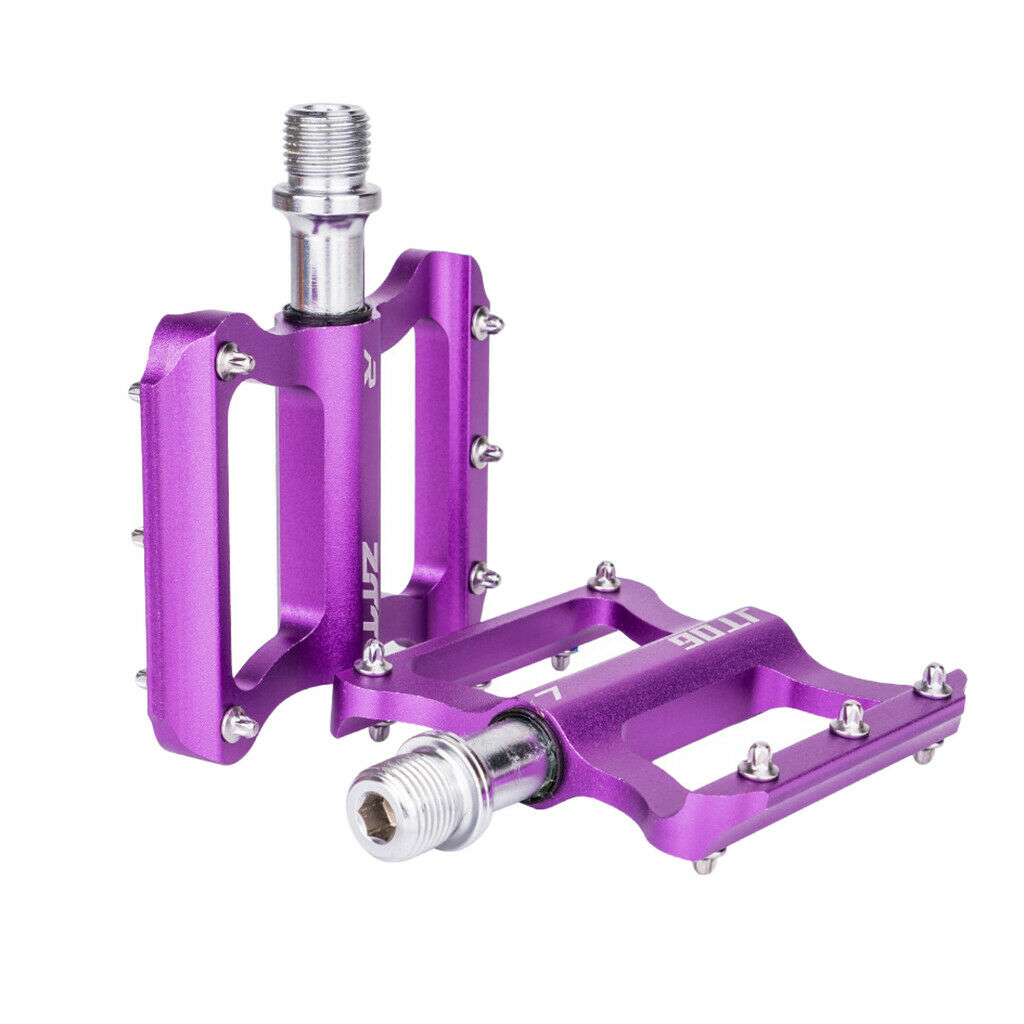 Bicycle Flat Pedals Mountain Road Bike Platform Pedals Bearing 9/16'' Purple