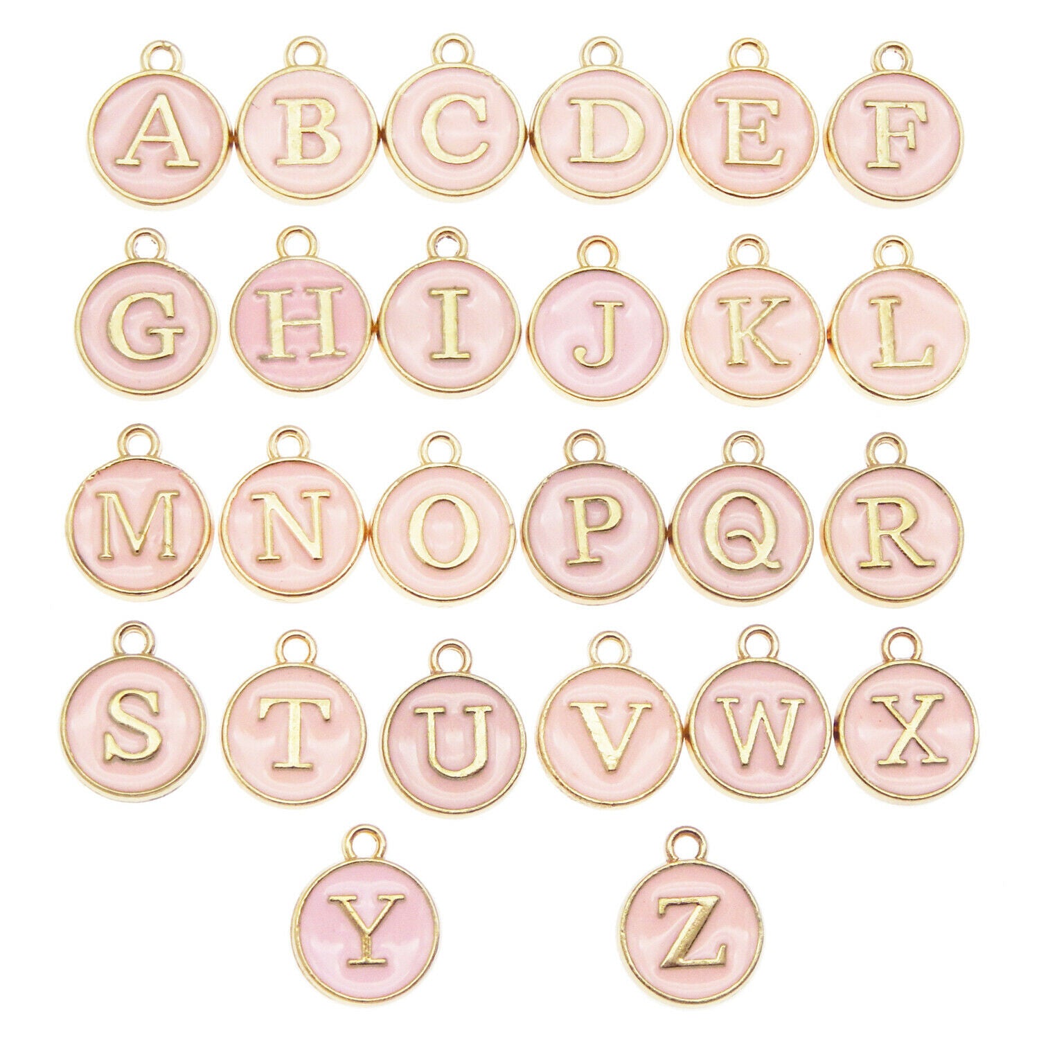 26pcs Enamel Plated Alloy A-Z Letters Alphabet Pendant Charms DIY Findings Craft