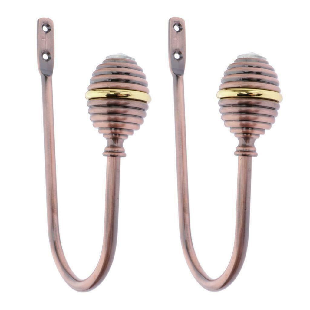 2pcs Zinc Alloy Thicken Curtain Tiebacks Holder Wall Hooks Copper Color