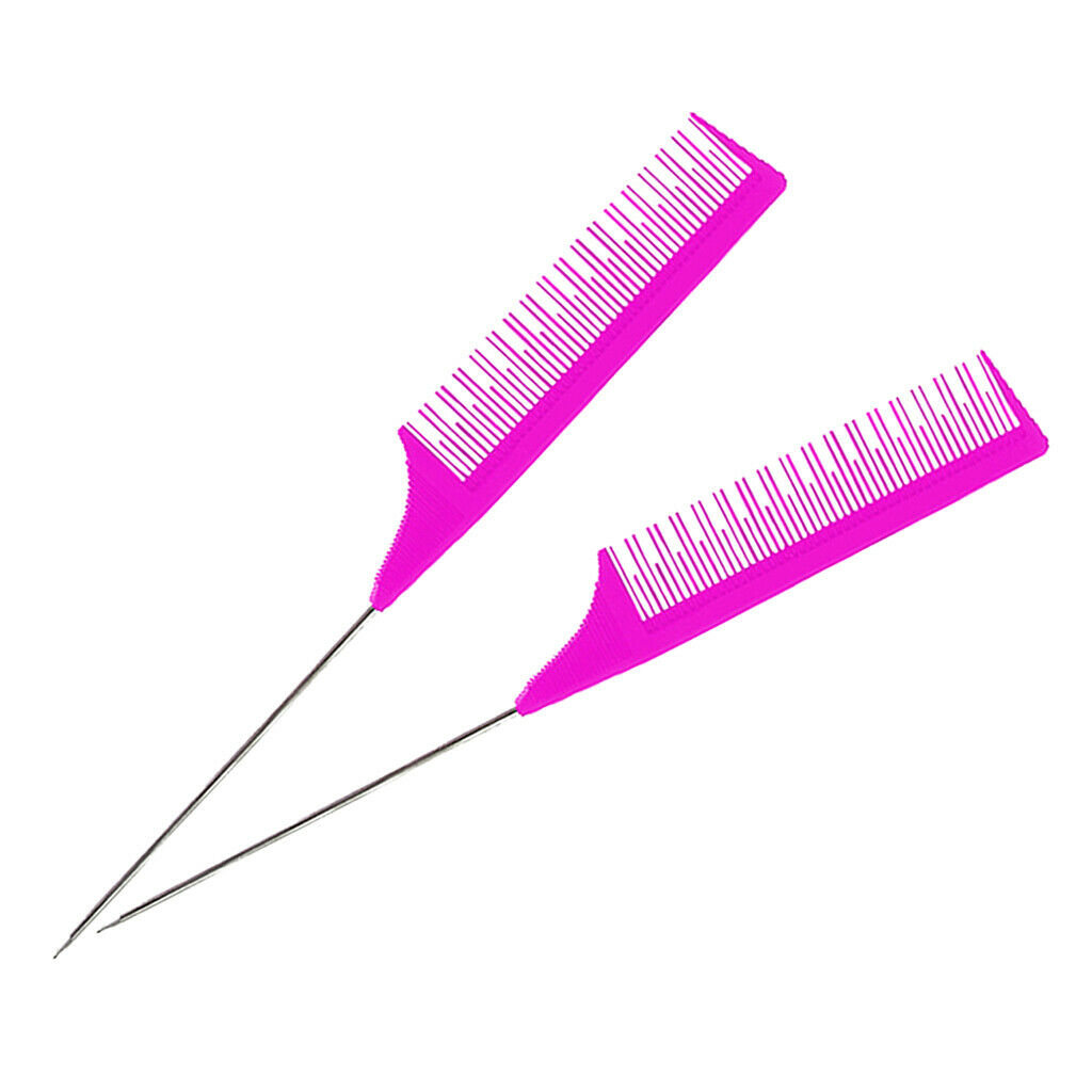 2x Barber Fine-Tooth Rat Tail Comb for Hair Dyeing Styling Detangling Purple