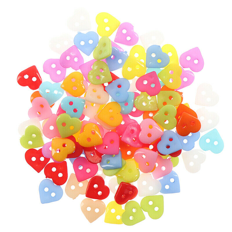 100PCS Heart Round Shape DIY Scrapbooking Buttons Plastic Buttons Sew_DD