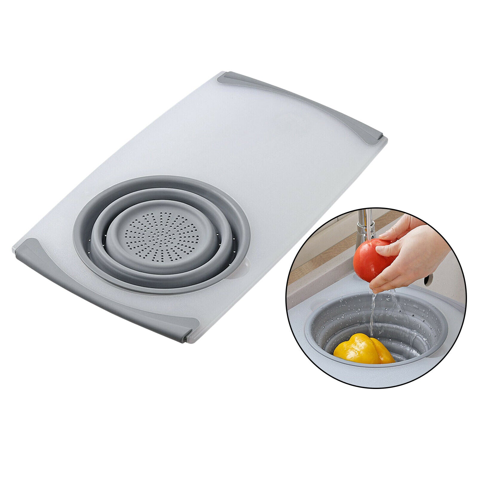 3 in 1 Cutting Board Collapsible Drain Basket Fruit for Kitchen Kitchen Tool