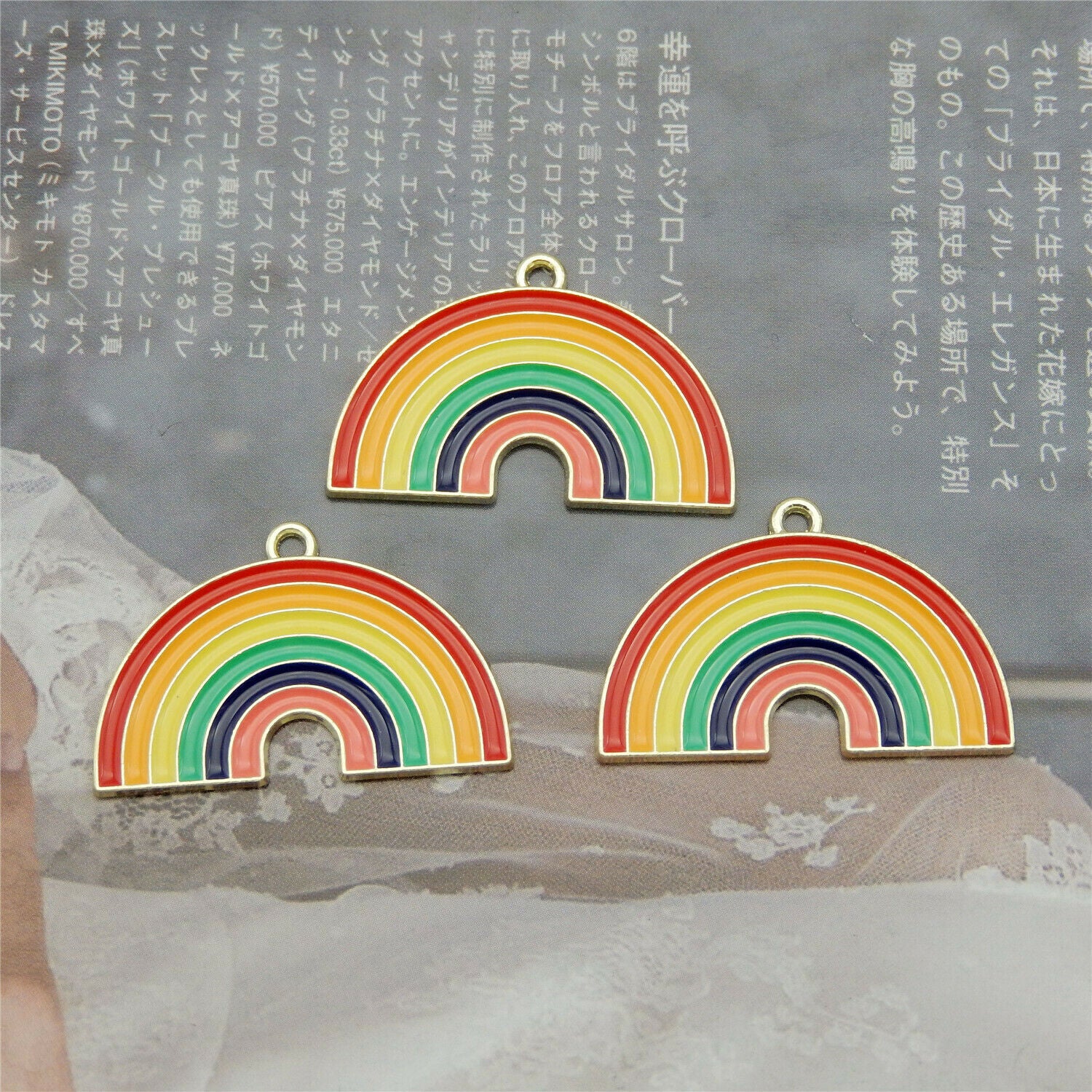 16PCS Multicolor Enamel 32x20mm Rainbow Bridge Charms Pendant Jewelry DIY Crafts