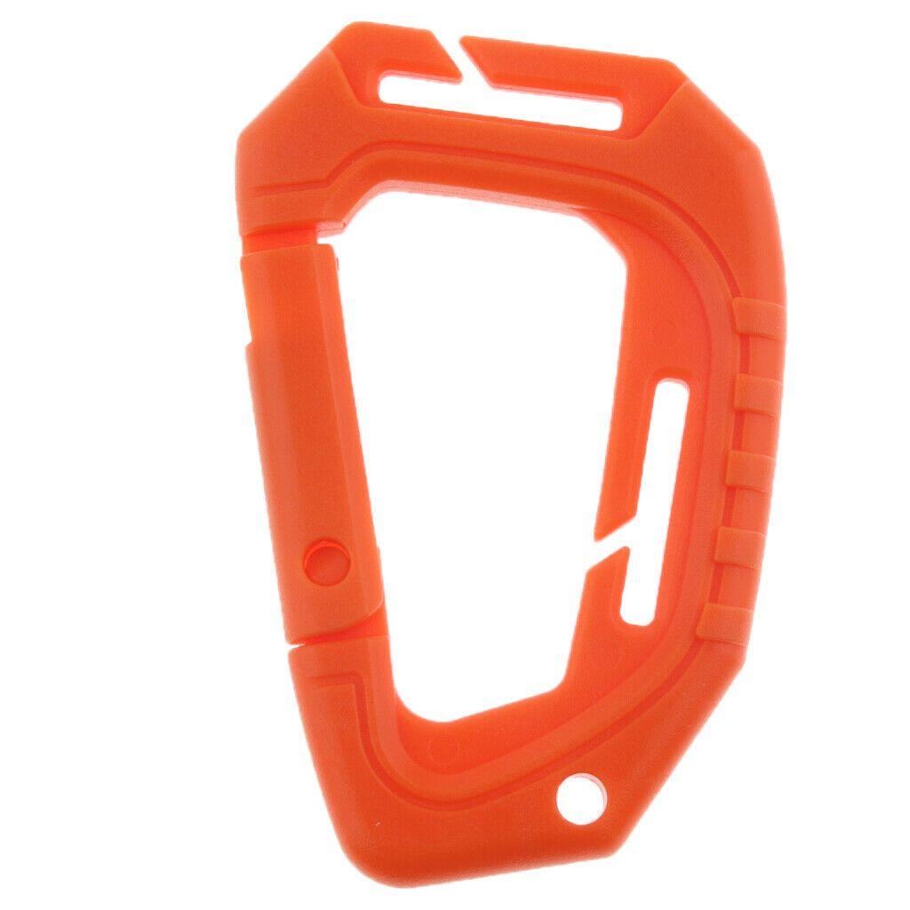 Heavy Duty Plastic Carabiner Clip Snap Hook Spring Loaded Carabina  Orange