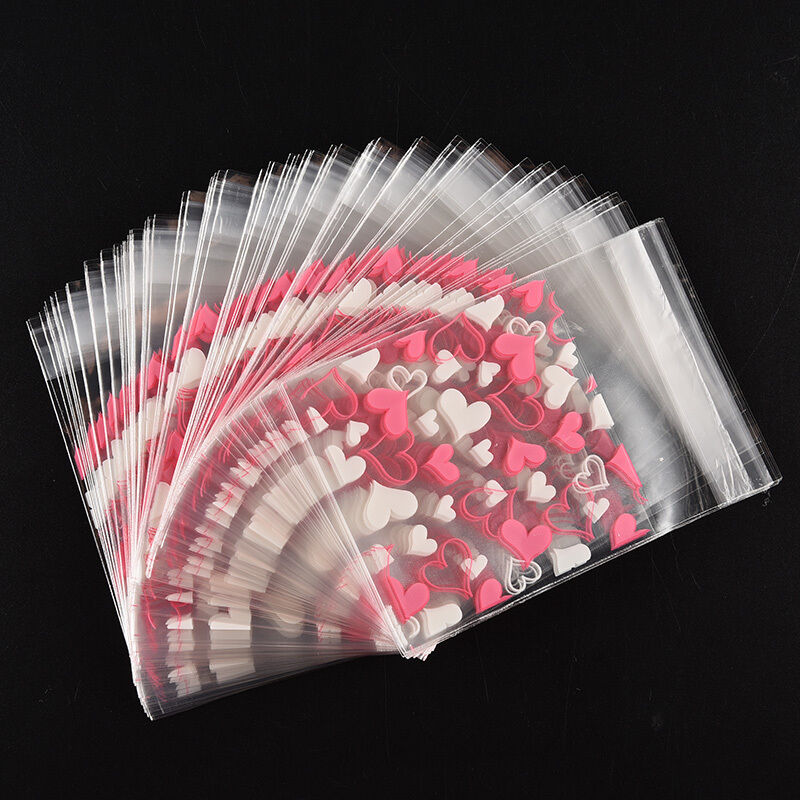 Sweet Heart Pic Pastry Cookie Gifts Self-Adhesive Plastic Cello OPP Valve .l8