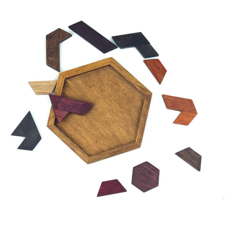 Wooden IQ Game Jigsaw Intelligent Tangram Brain Teaser Puzzle Baby Kid Toys