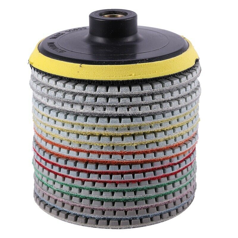 16Pcs Diamond Polishing Pads Kit 4 Inch 100Mm Wet/Dry for Granite Stone ConcreG1