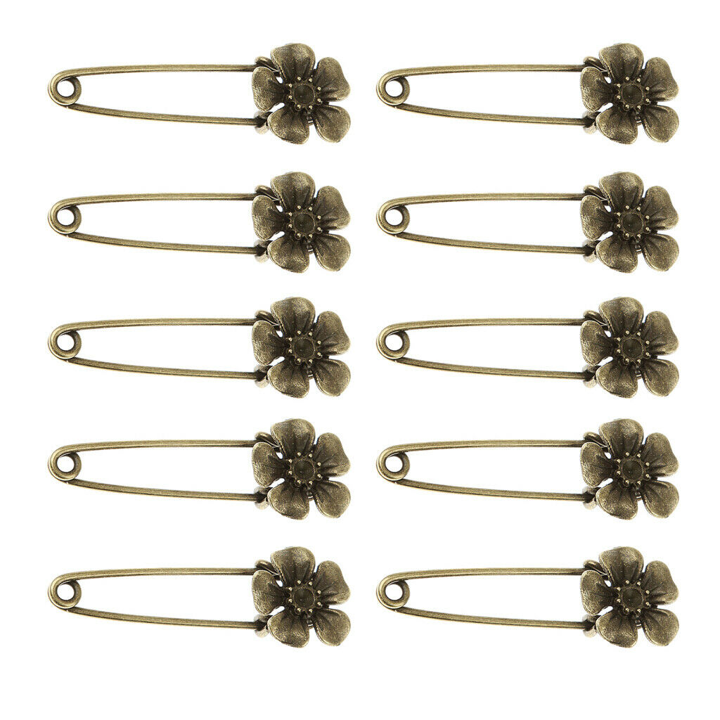 10 Bronze Retro Alloy DIY Pin Scarf Brooches Crafts Jewelry 5-Petals-Shaped
