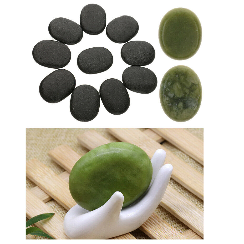 12Pcs Jade Hot Massage Stone Volcano Rock for Facial Body Hot Stone Spa Massage