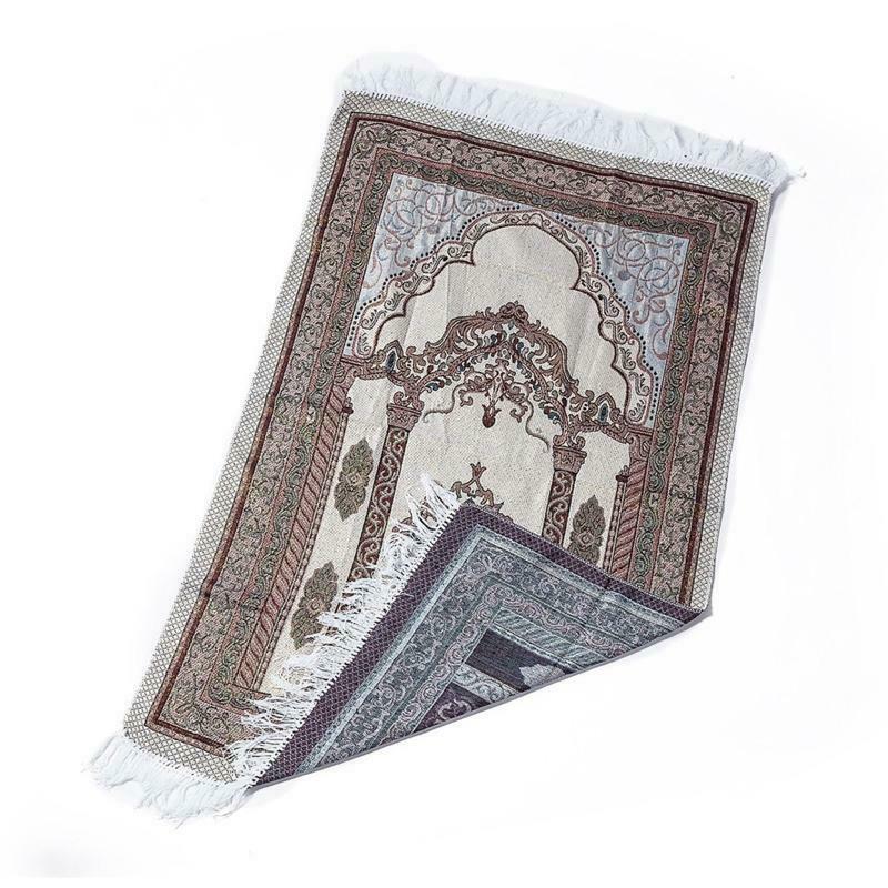 Muslim Cotton Prayer Mat Floral Pillar Patterns Carpet Blanket Rug with Tassel