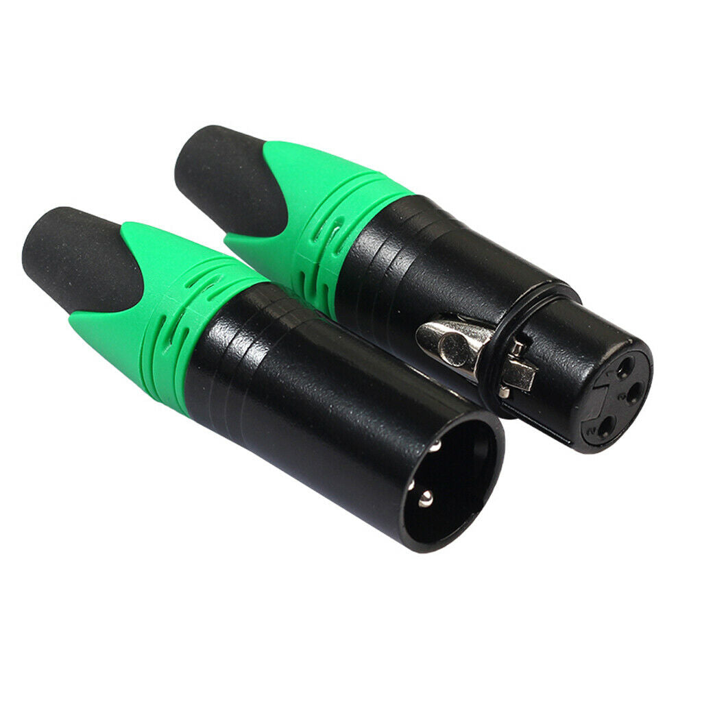 3 Pins XLR Connector Male and Female Microphone Mic Cable Adapter Green