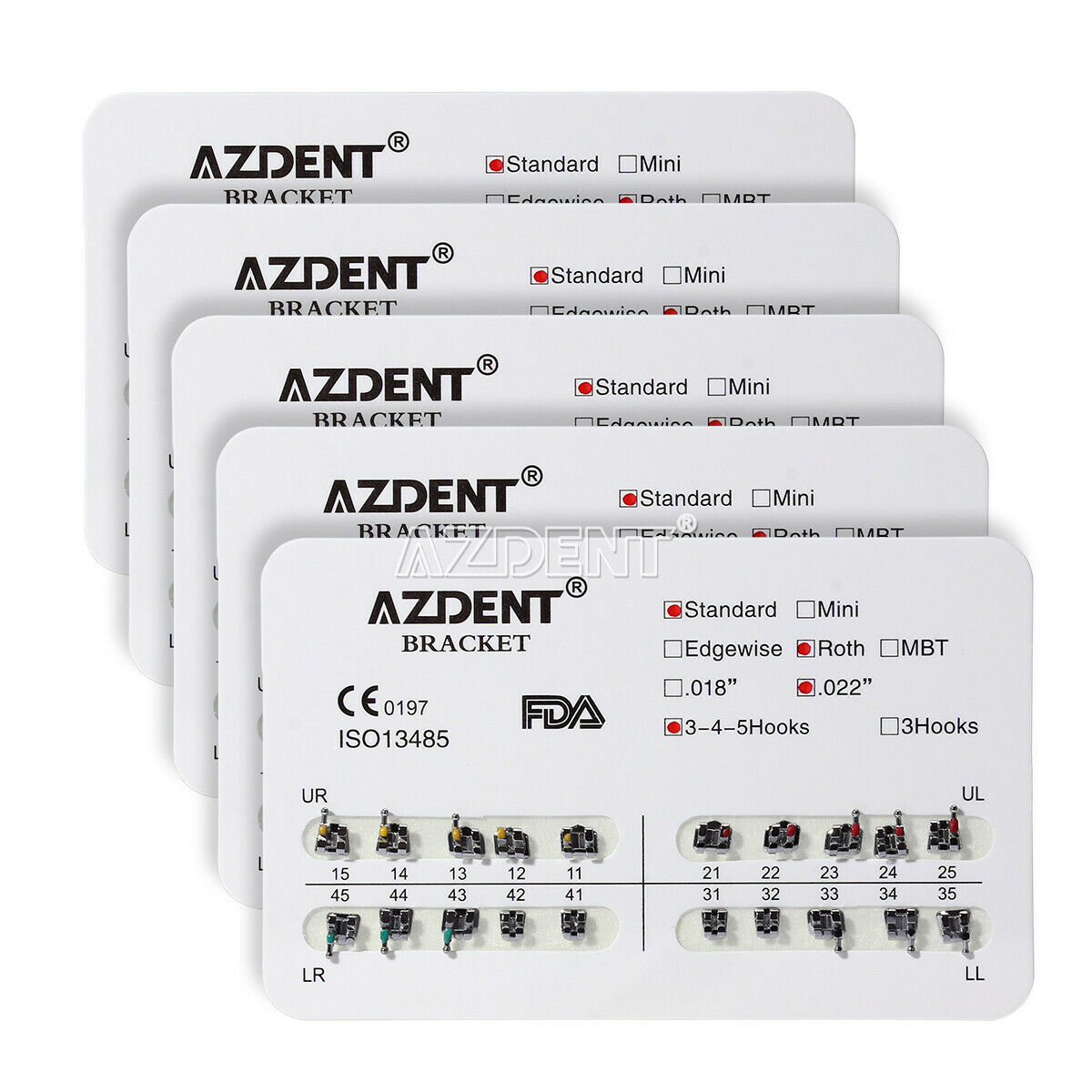 20 X Dental Orthodontic Brackets Standard Roth Slot.022 Hooks 3-4-5 AZDENT