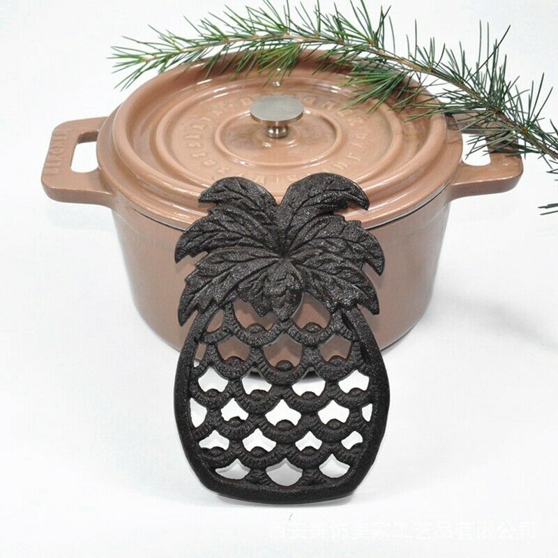 Rustic Cast Iron Pineapple Trivet Decorative Cast Iron Trivet for Hot Pans KG9H3
