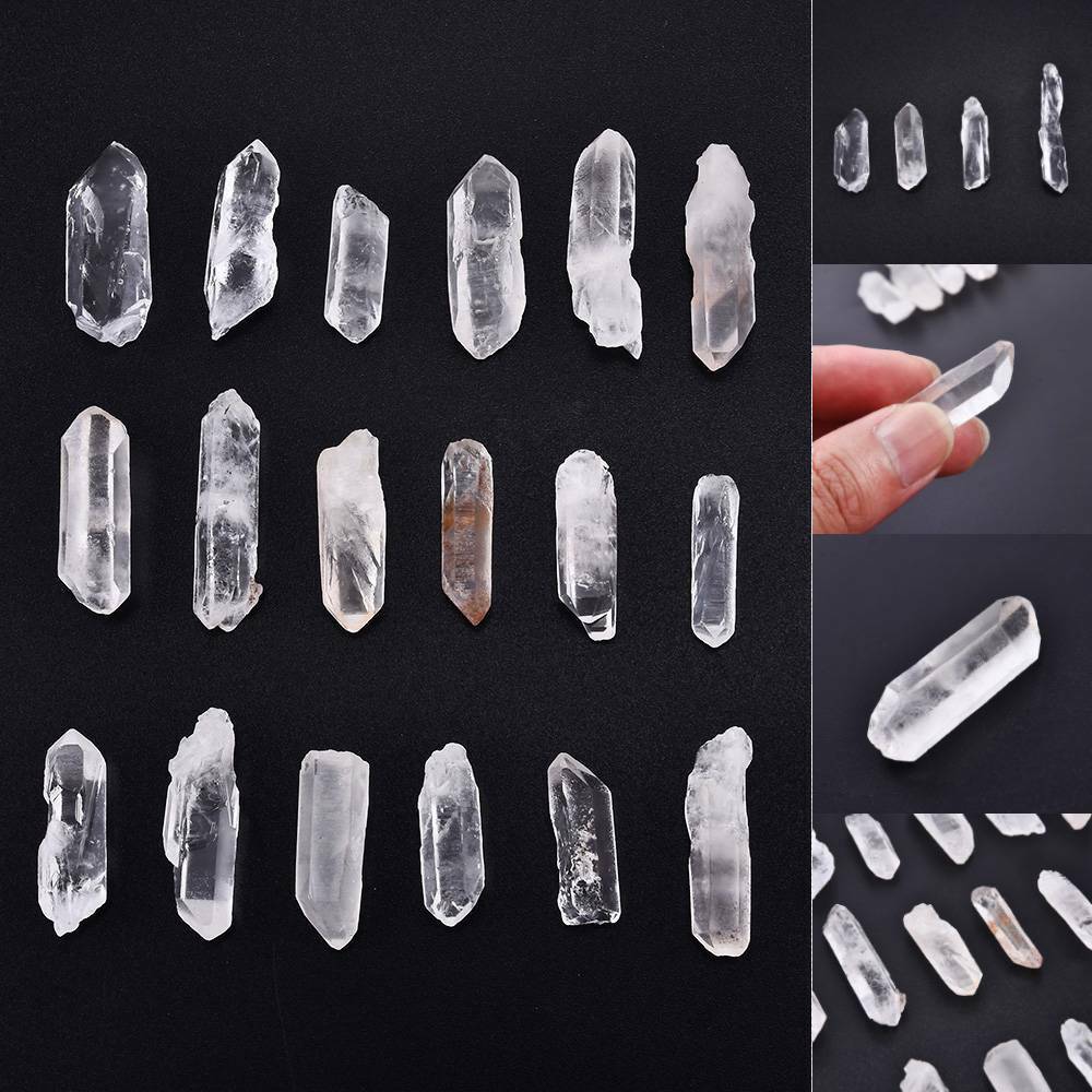 US 100% Natural Crystal White Quartz Small Points Terminated Wand Specimen 50g ~
