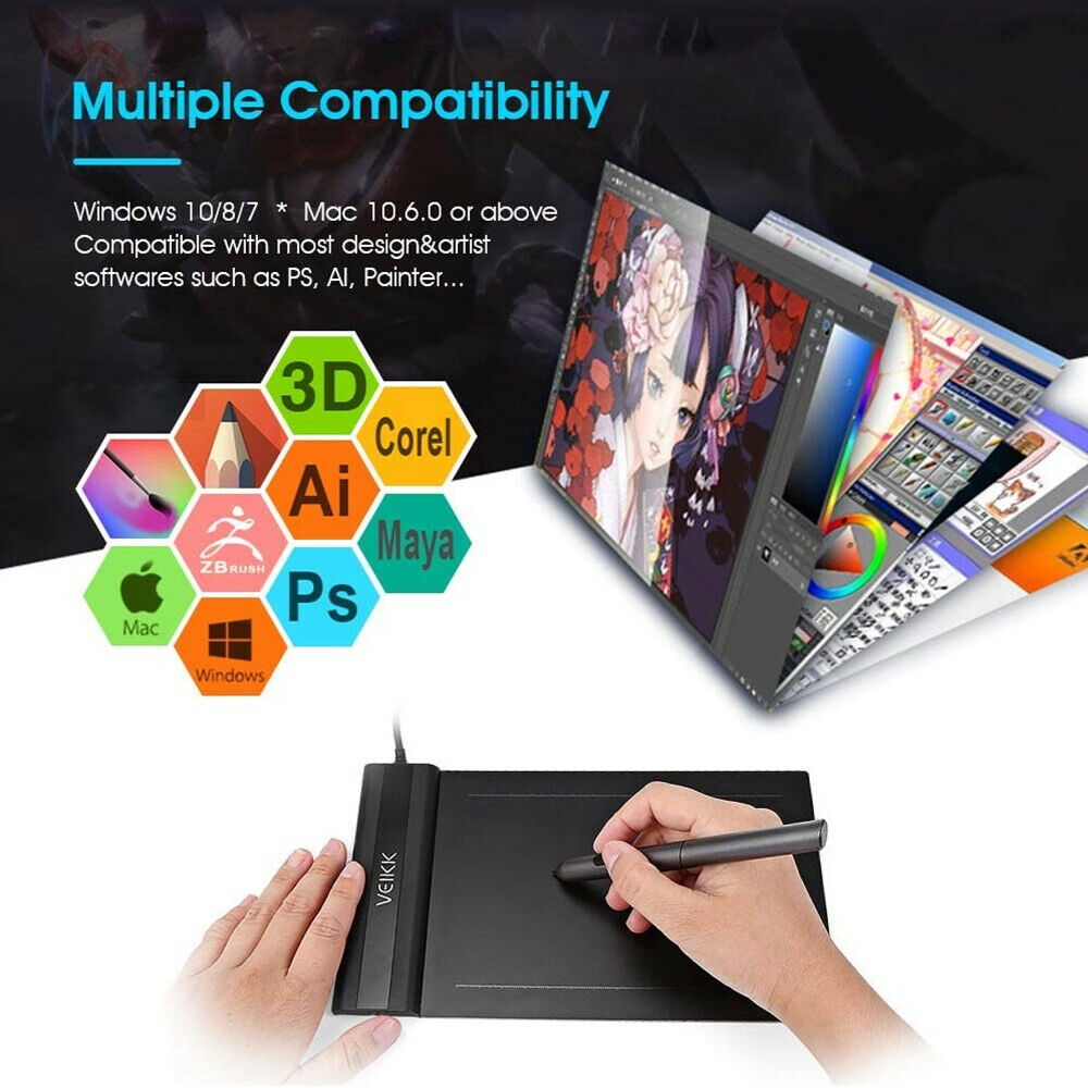 Ultra-Thin VEIKK S640 Drawing Tablet Graphic Drawing Tablet 6x4 Inch Pen Tablet
