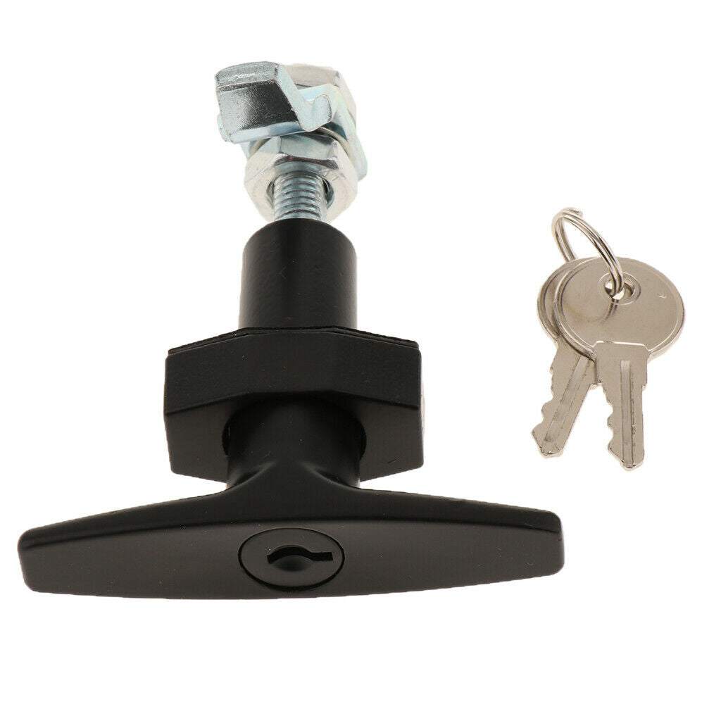 Trailer Caravan Toolbox Cabinet T-Handle Black Garage Door Lock 100x80mm - 2