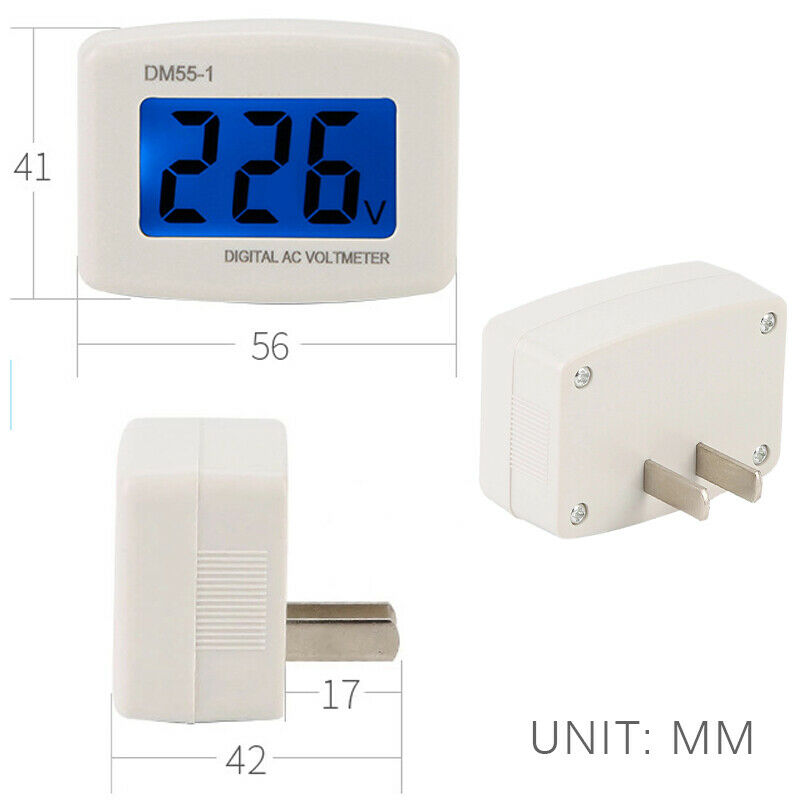 Digital DM55-1 LCD Voltage Test Monitor US Plug In Volt Meter AC 80-300V D8H8