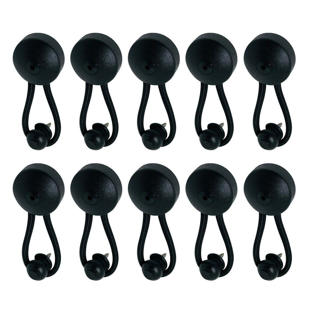 10pcs Elastic Bungee Nylon Shock Cord Fastener for Canvas Covers, Black with