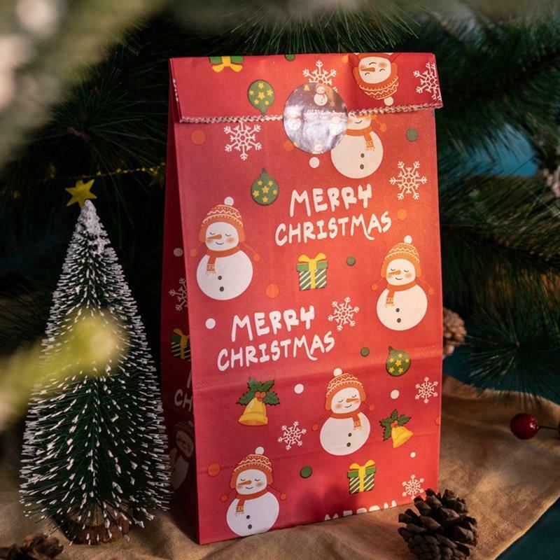 24pcs Christmas Goody Bags Holiday Treat Bag Candy Gift Bags with Seal Stickers