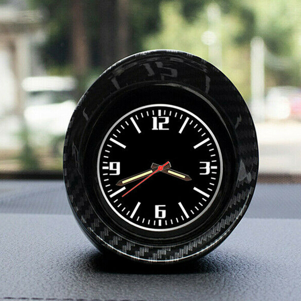 Car Interior Dashboard Clock Carbon Fiber Style Luminous Backlight Universal