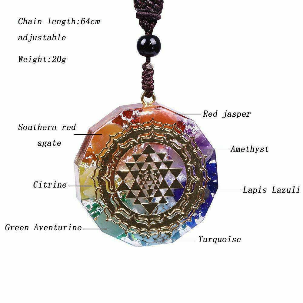 Orgonite Sri Yantra Pendant Necklace Sacred Geometry Chakra Energy Necklace US