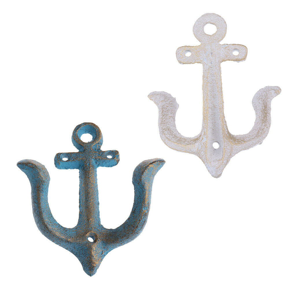 Set 2PCS Retro Strong Anchor Coat Hook Bedroom Bathroom Storage Metal Hooks