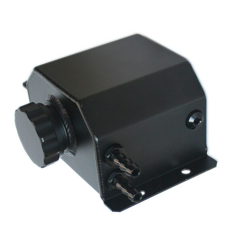 Car 1000ml Aluminium Oil Catch Can Tank Reservoir w/ Drain Plug Black 12mm Inlet