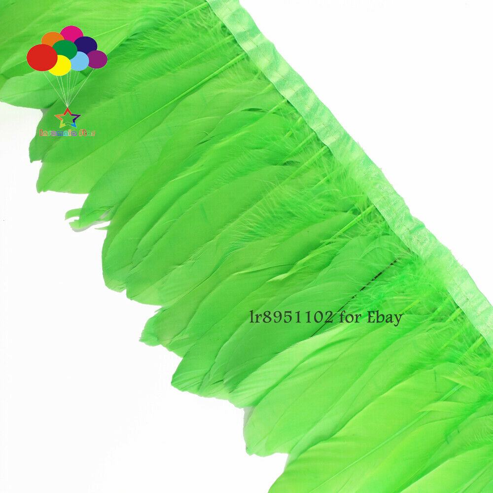 15-20cm Goose Feather Trims Dyed Fruit green Ribbons Fringes Cloth Belt Decorat