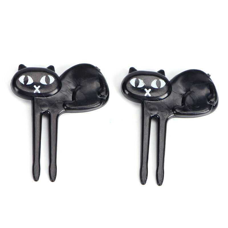 Black Cat Fruit Forks Cute Cartoon Plastic Fork Kitten Bento Decoration La.l8