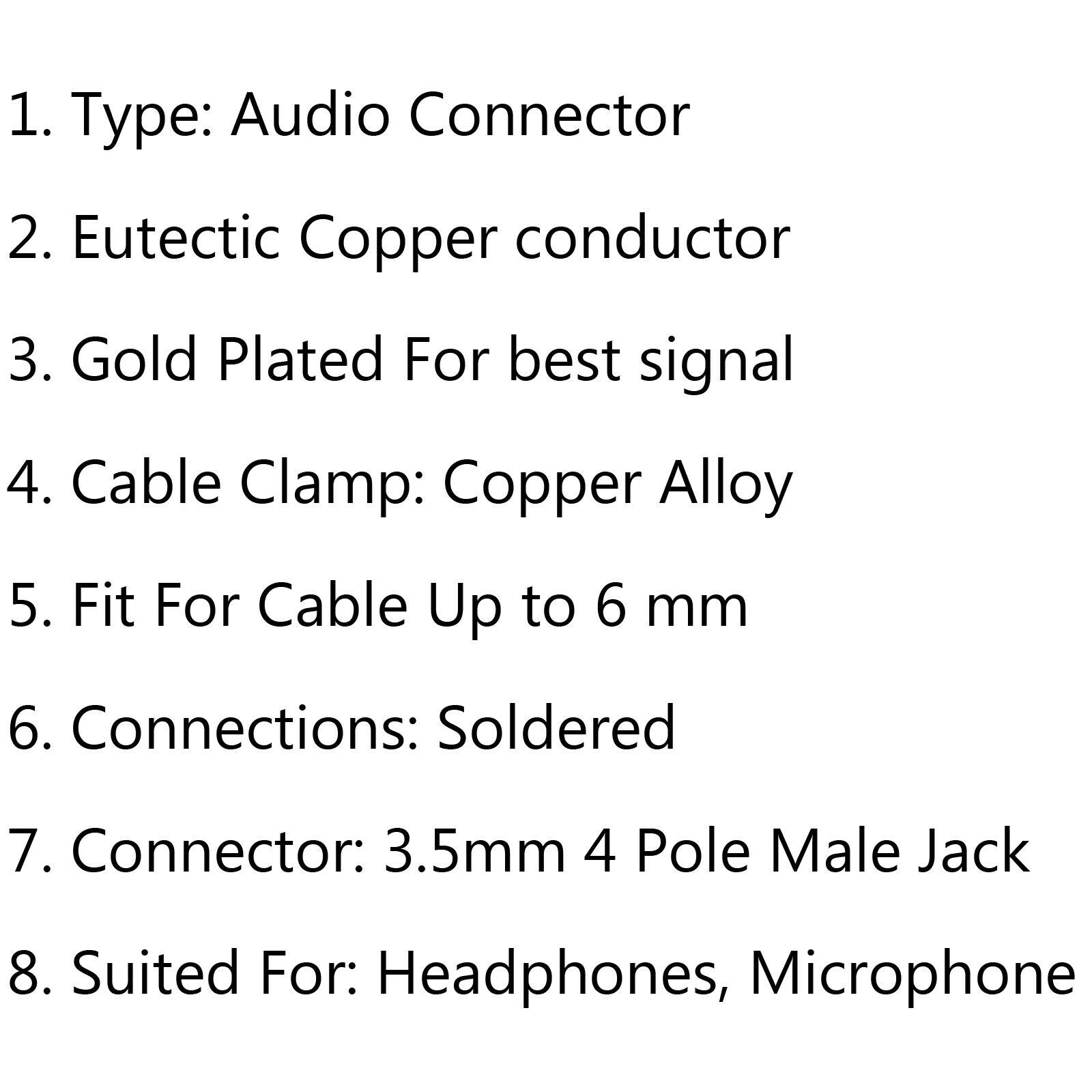 4Pcs 3.5mm Stereo 4 Pole Right Angle Male Jack Plug Audio Soldering Cable