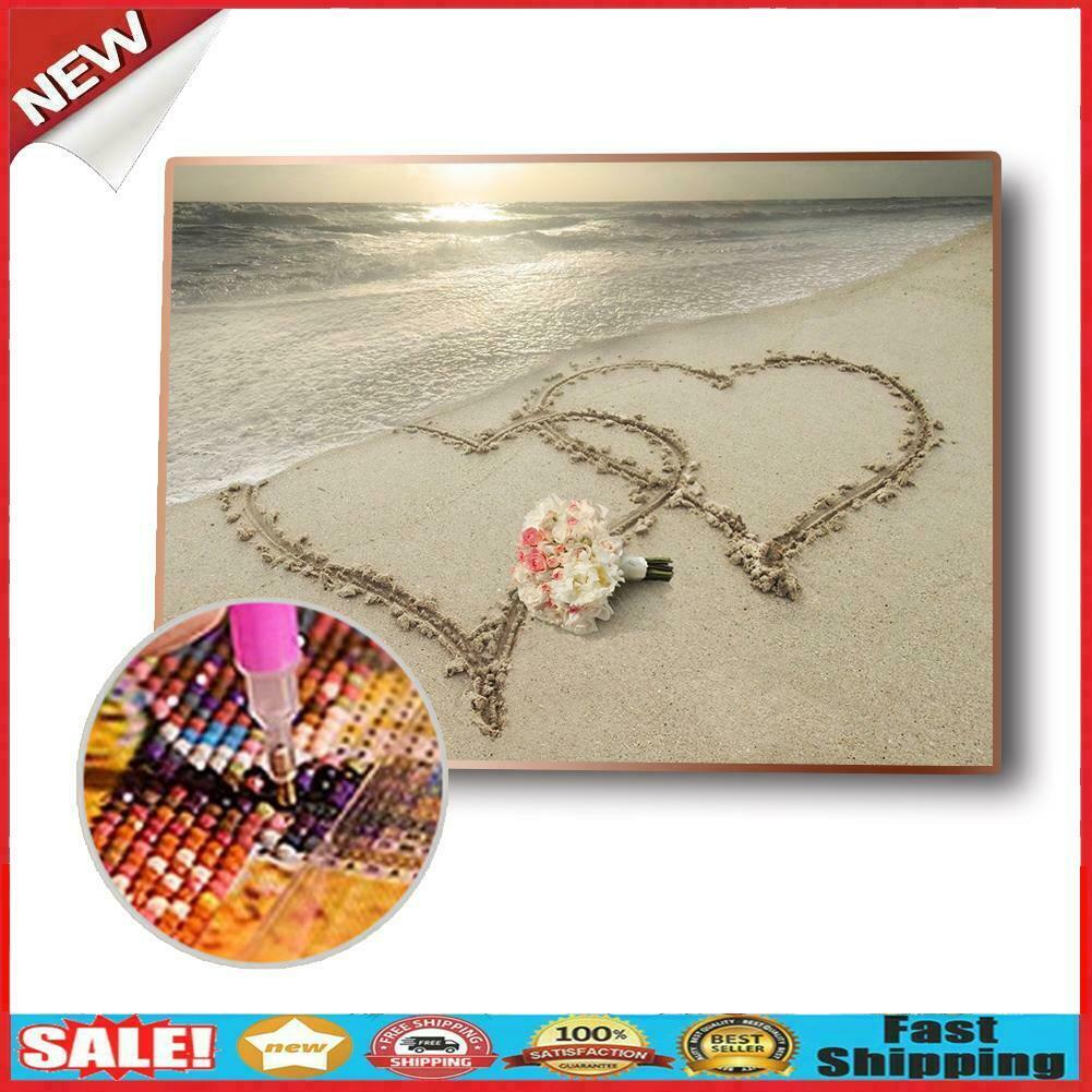 5D Diamond Painting Drawing Art Full Round Drill Picture DIY Beach Love Kit @