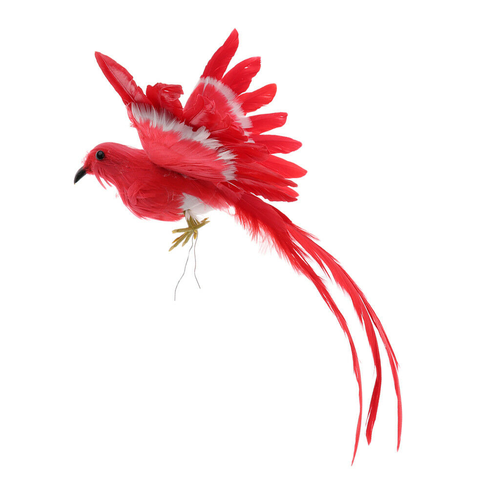 2pcs Artificial Bird w/ Long Tail Realistic Taxidermy Home Garden Decor 28cm