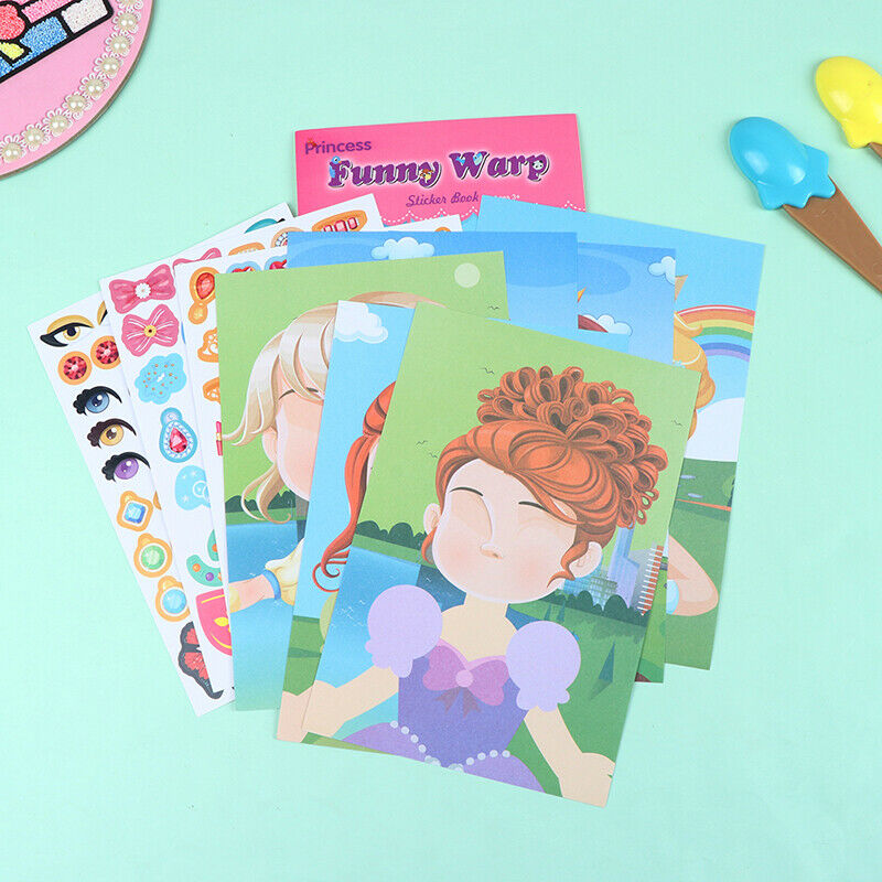 9pcs/set Stickers DIY Cute Stickers Children Puzzle Games Make-a-Face Princ Ad