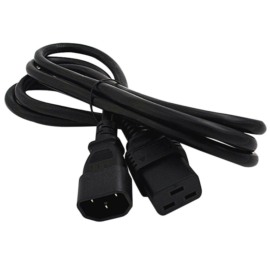 16A IEC 320 C14 to C19 AC Power Extension Cord Cable for PC PDU UPS Black