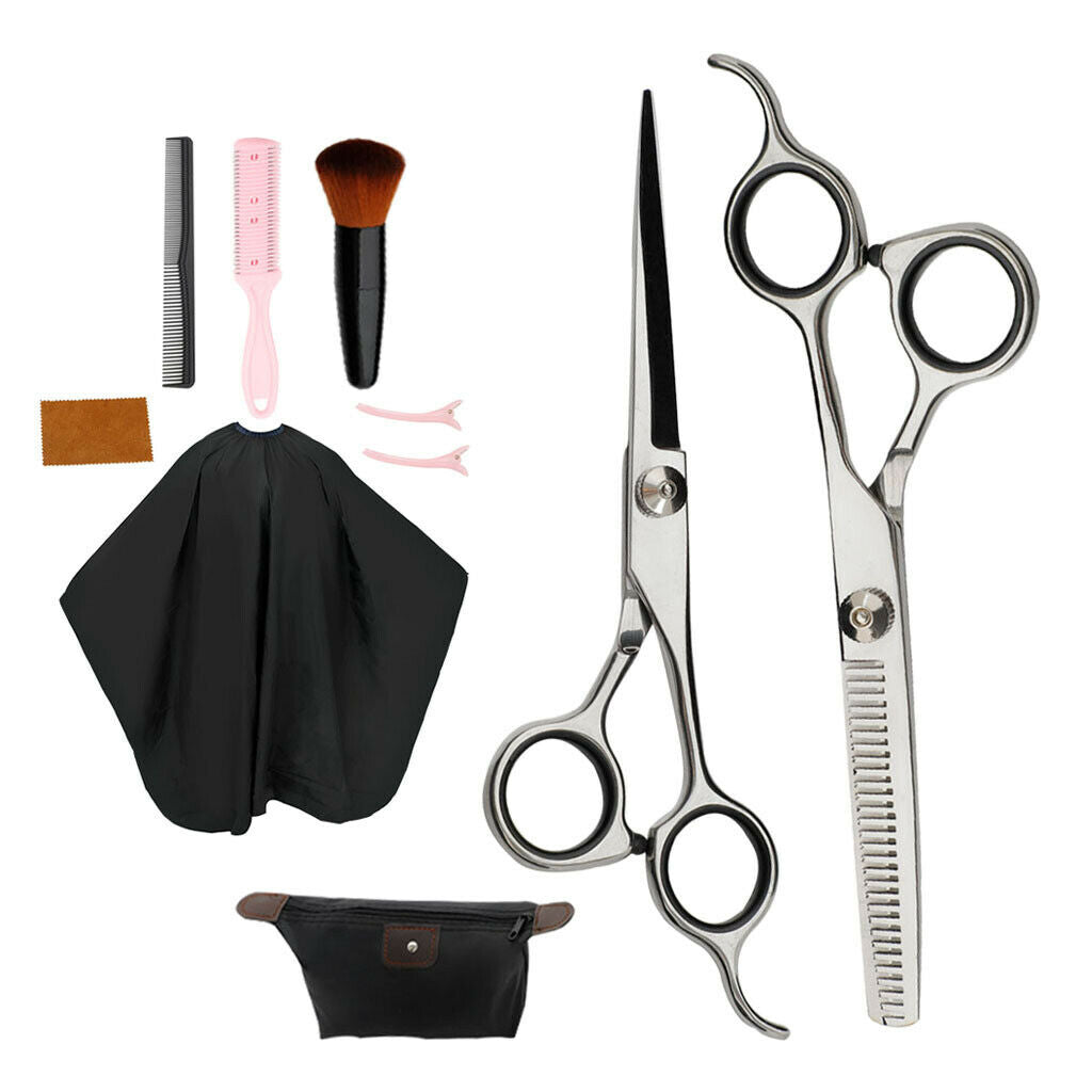 Hair Cutting Hairdressing Scissors Set with Accessories Comb Gown Clips
