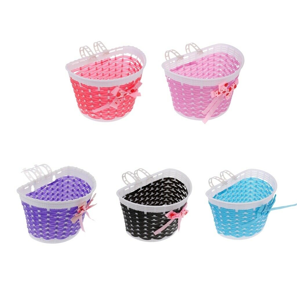 2x Childs Kids Girls Bicycle Bowknot Front Basket with Flowers 6 x 5.5 inch