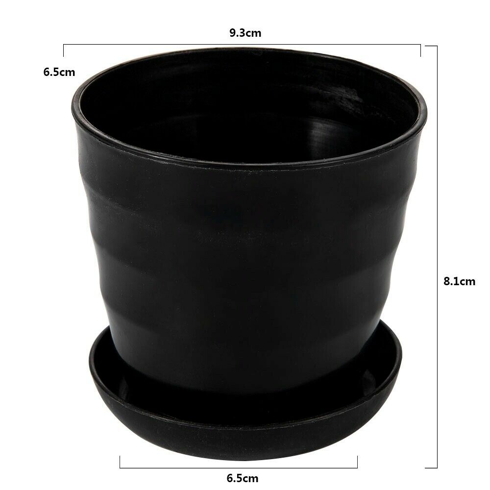 5 X Plant Pot Garden Round Flower Planter Plastic Pots W/ Saucer Tray Home Decor