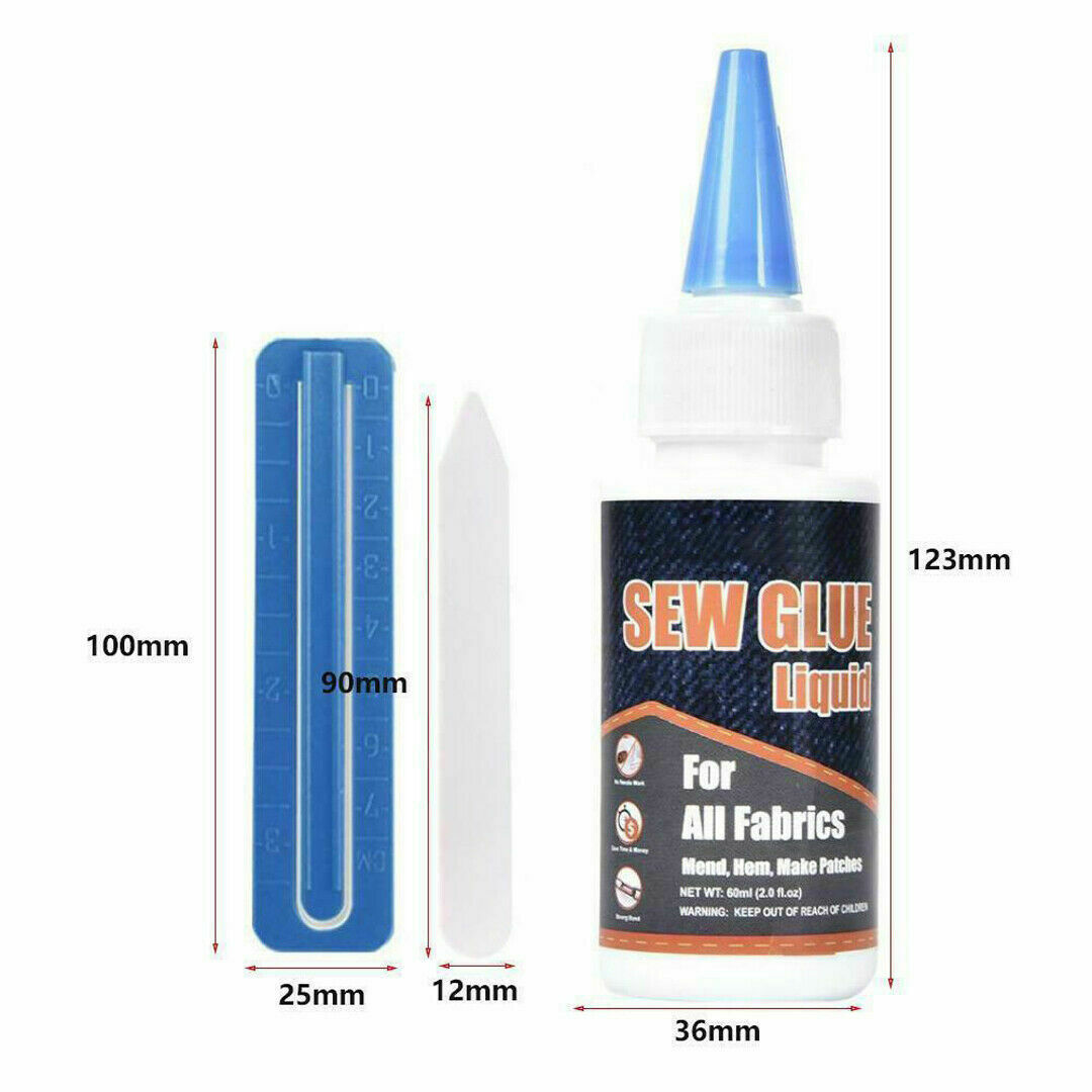 60ml Sew Fabric Glue Stitch Liquid Bonding Adhesive Repair Sewing Denim Leather