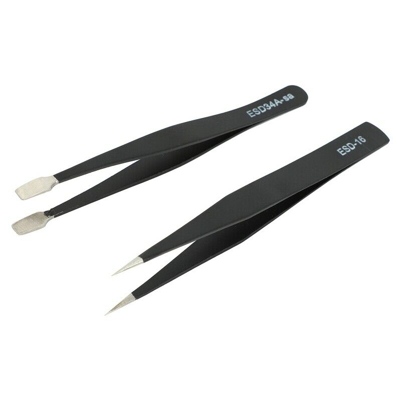 Precision Tweezer Set,10 Pack ESD Tweezers Set Stainless Steel Long TweezersK9S9