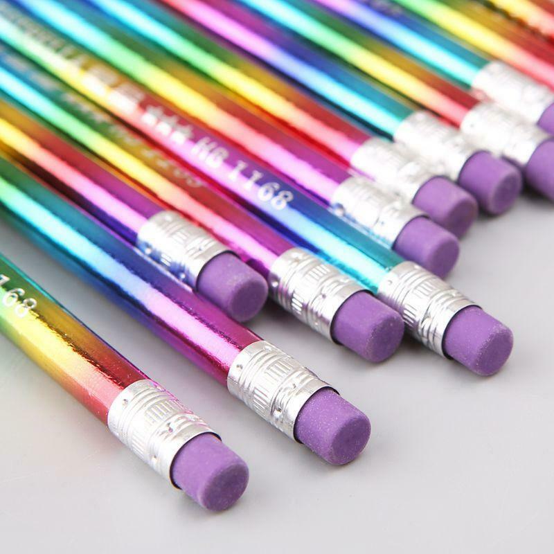 12Pcs Rainbow Pencil Wood Bright Color HB Drawing Painting Pencils Writing Pen