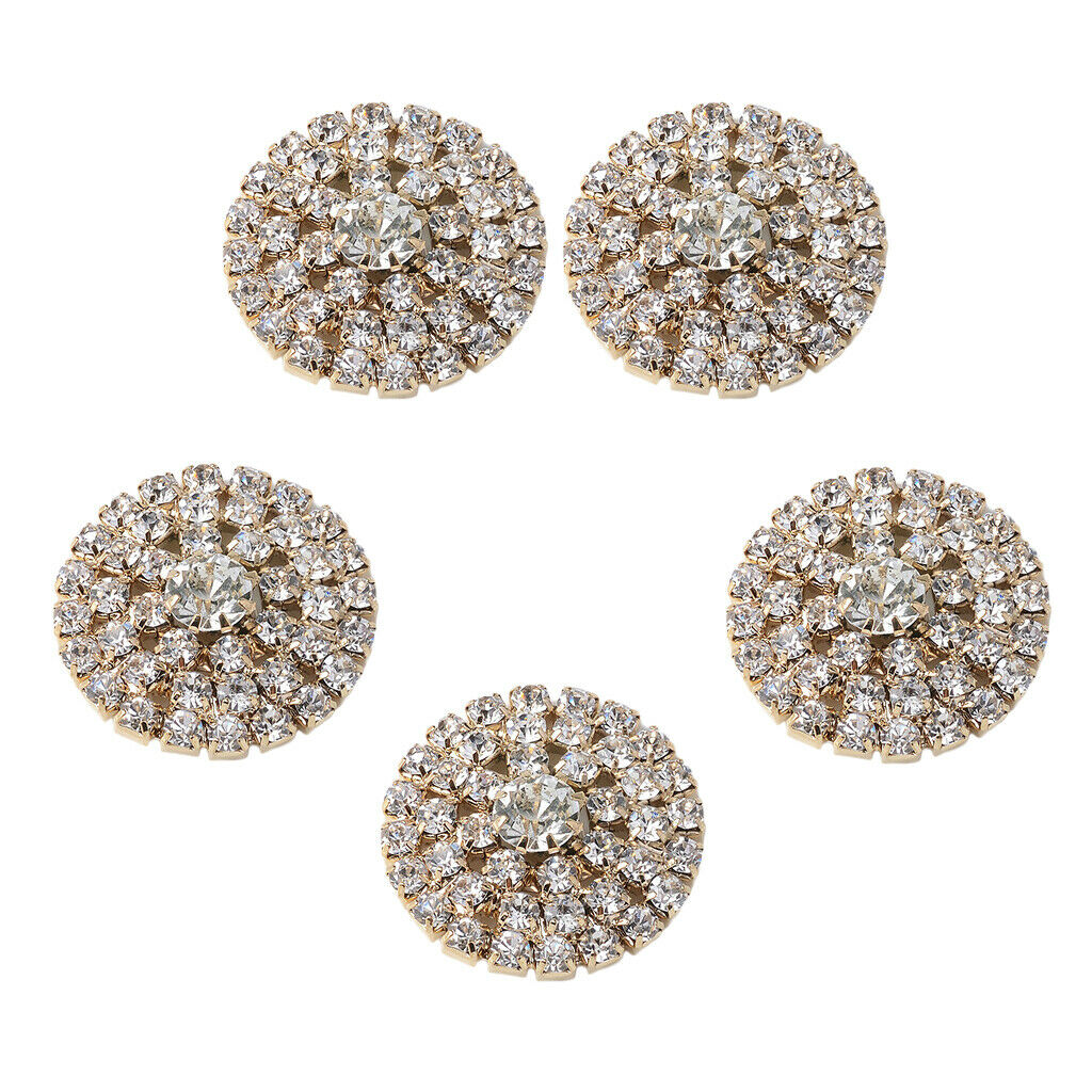 5pcs   Round   Alloy   Rhinestone   Crystal   Flatback   Craft   Buttons