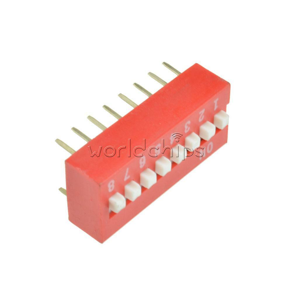 10PCS Red SlideType Switch Module DIP 8 2.54mm Pitch 8 PositionWay 8-Bit