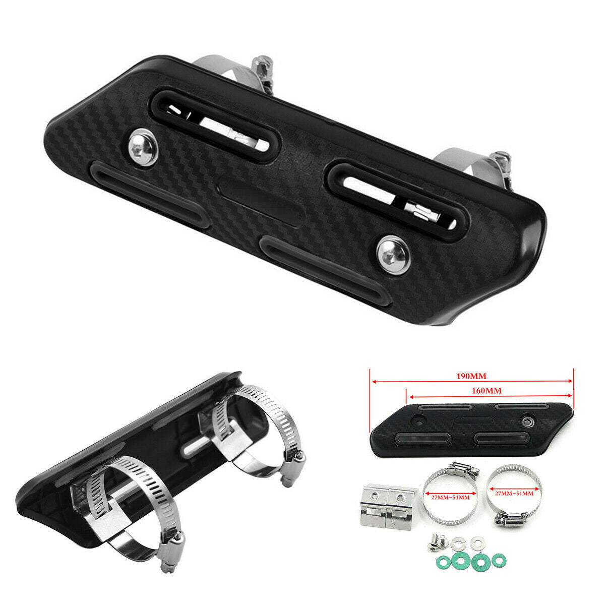 Carbon Fiber Style Motorcycle Mid Exhaust Heat Shield Muffler Heat Protect Guard