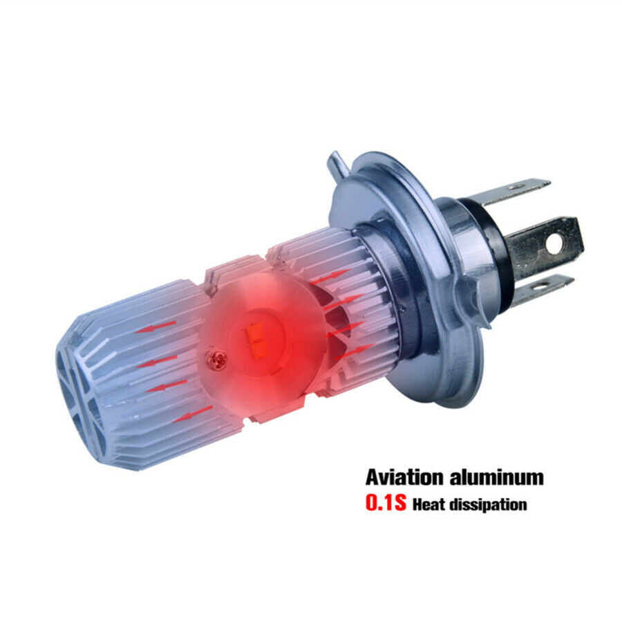 1 Pcs H4 Led White Motorcycle Headlight High /Low Beam  Double Side Illumination