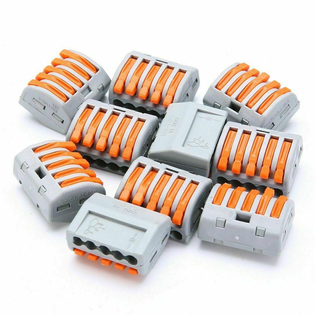 60Pcs Way Spring Lever Terminal Block Electric Cable Wire PCT-212/213/215 NEW